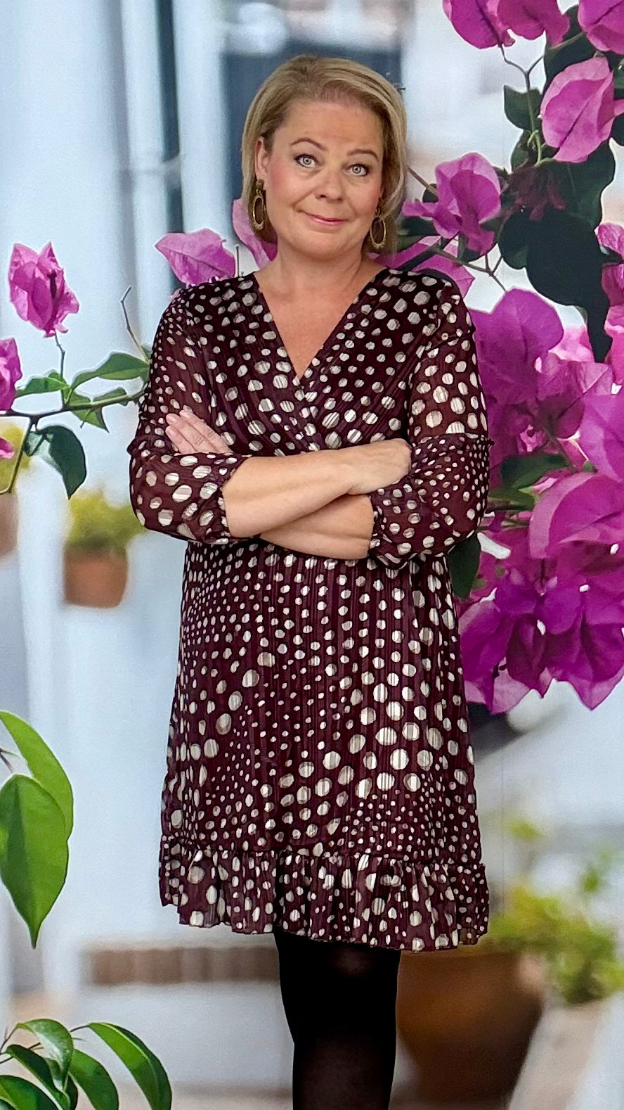 Mekko viininpunainen Happy Dots Jörlevik