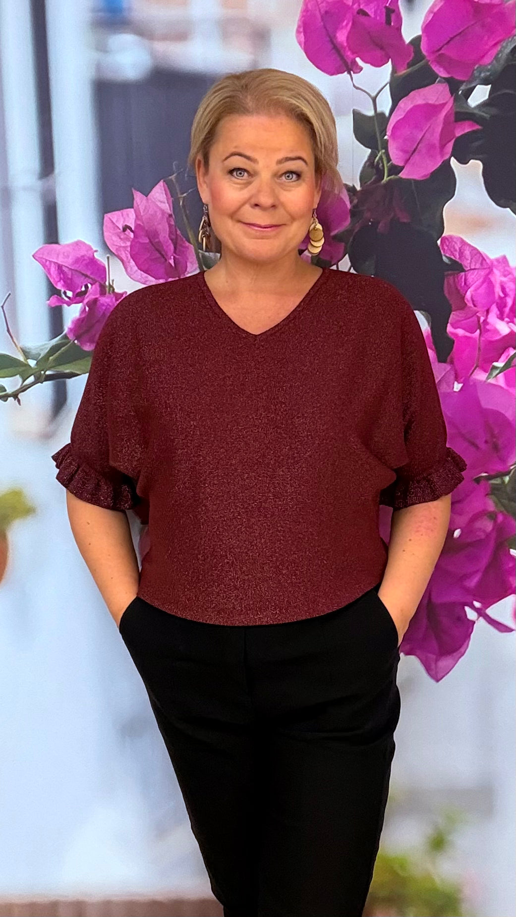 Neulepusero frillahihalla bordeaux WAUW Fashion