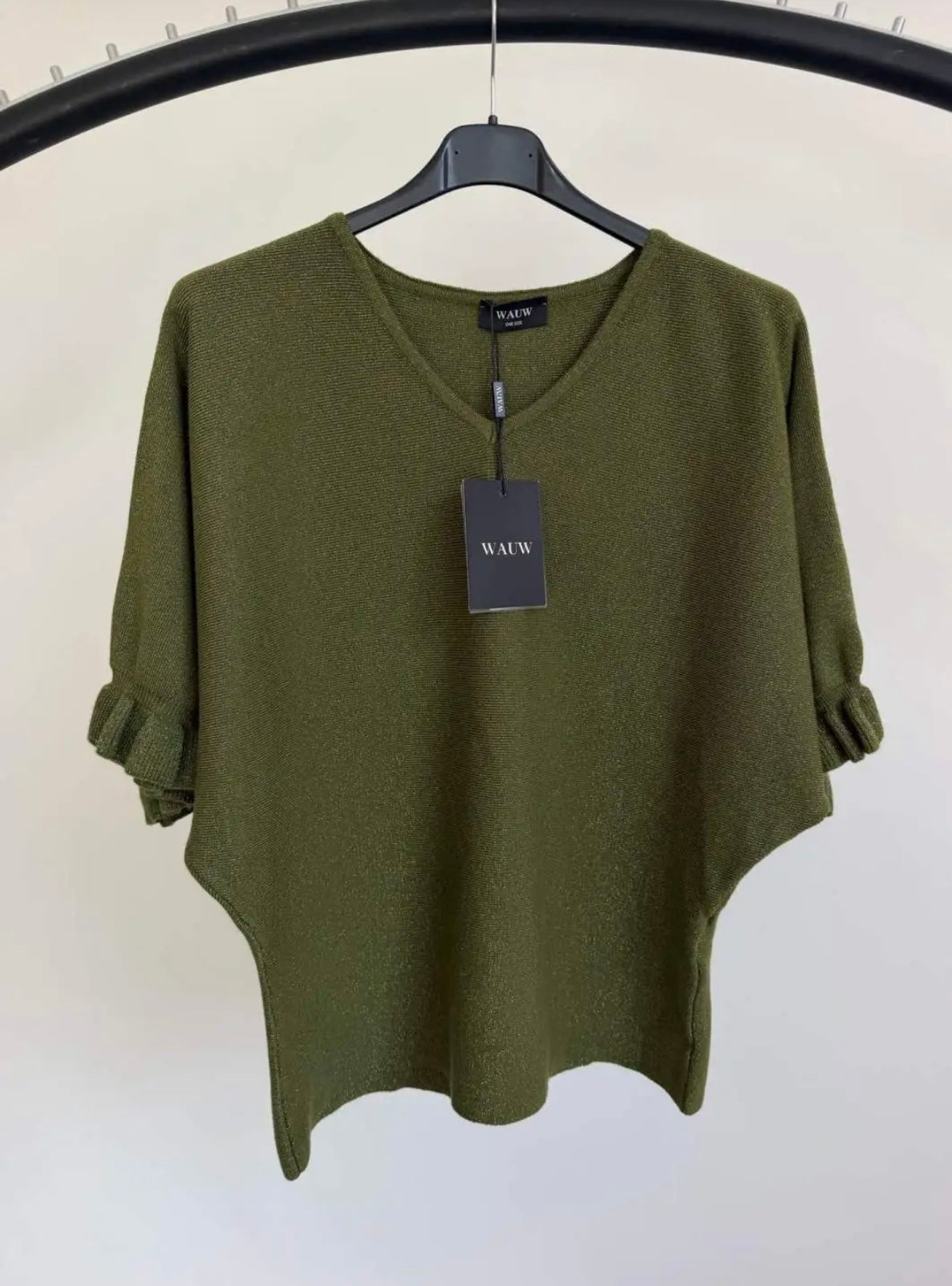Neulepusero frillahihalla deep pistache WAUW Fashion
