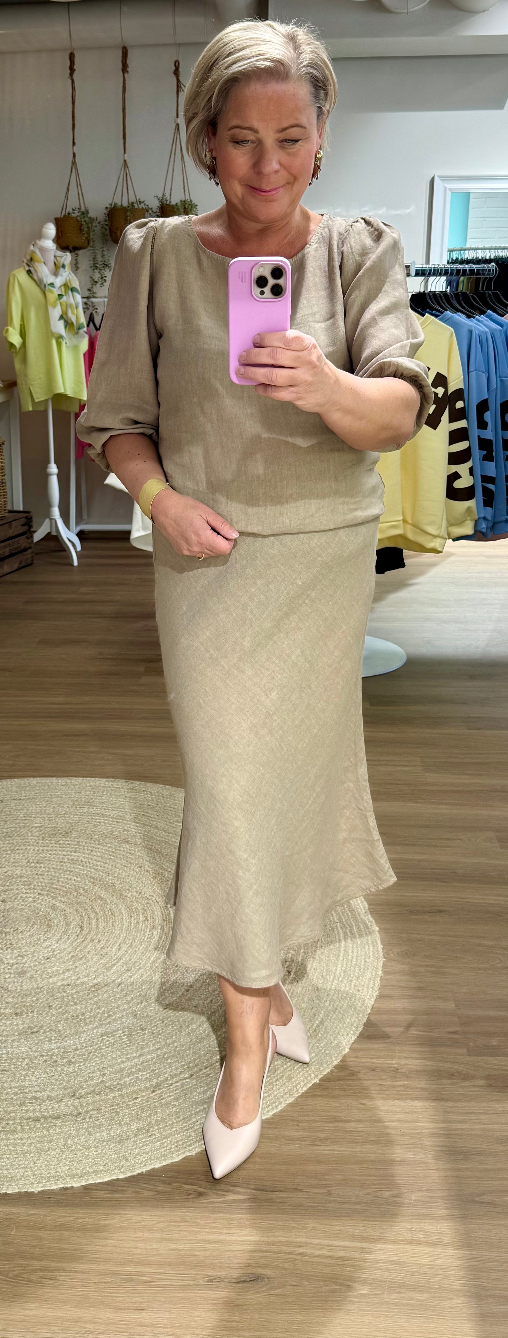 Pellavahame beige Gemini