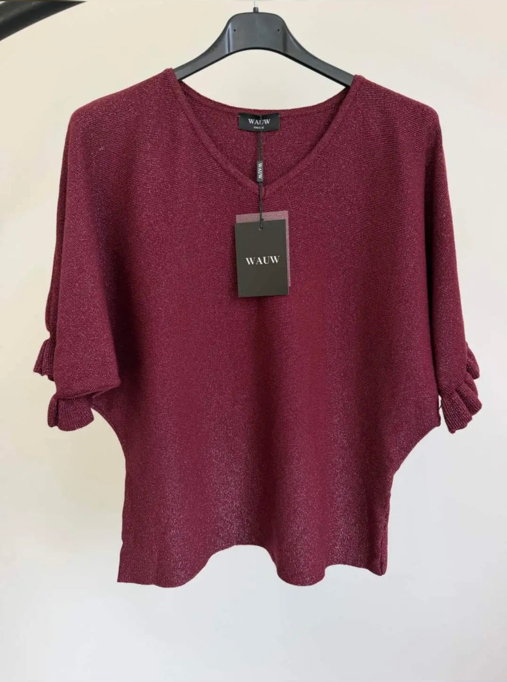 Neulepusero frillahihalla bordeaux WAUW Fashion