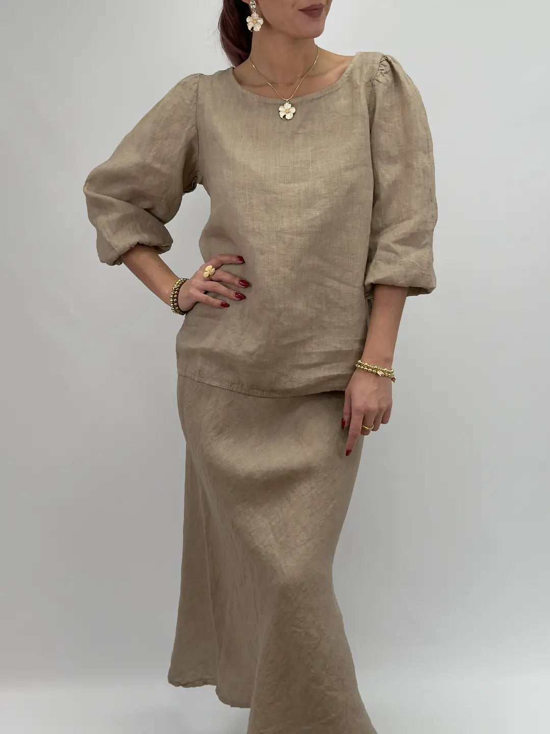 Pellavahame beige Gemini