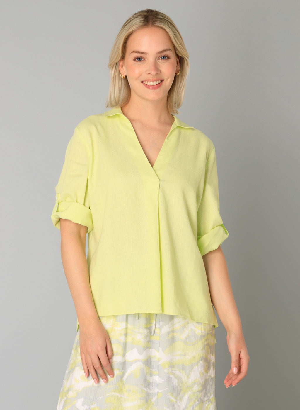 Pellavaviskoosipaita sorbet green YEST