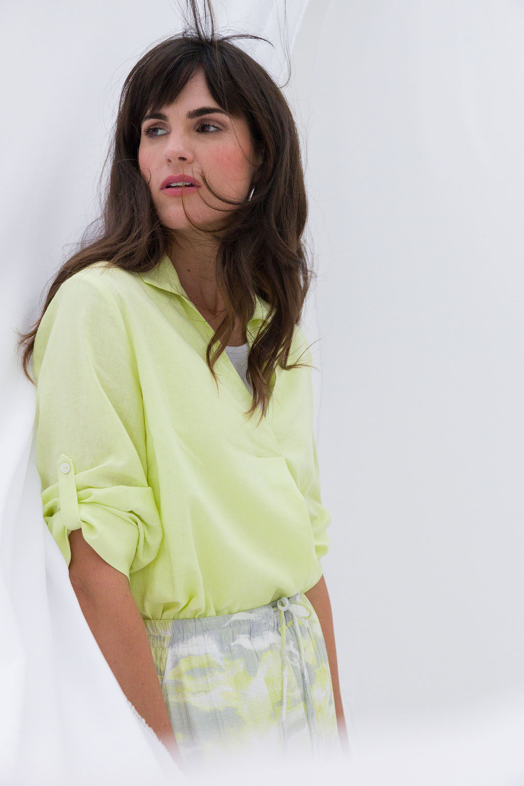 Pellavaviskoosipaita sorbet green YEST